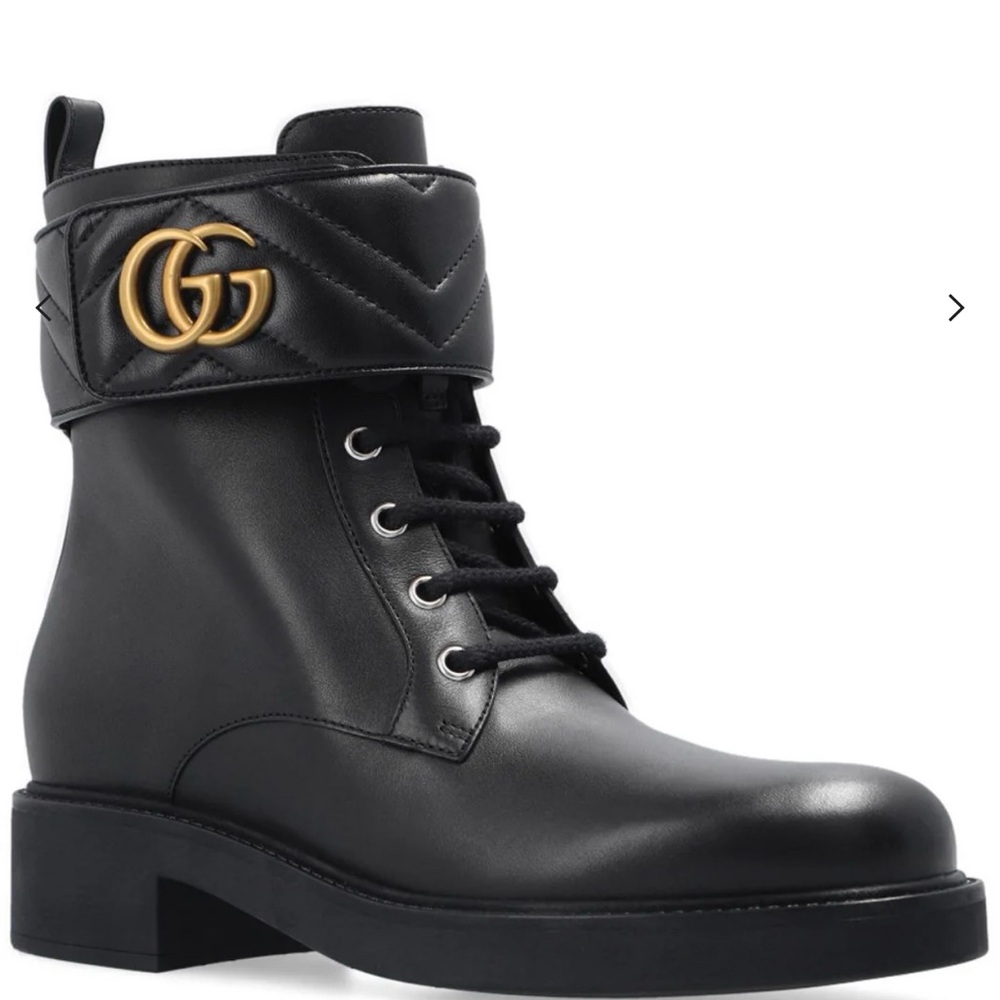 Gucci Women's Black Lace-Up Leather Boots